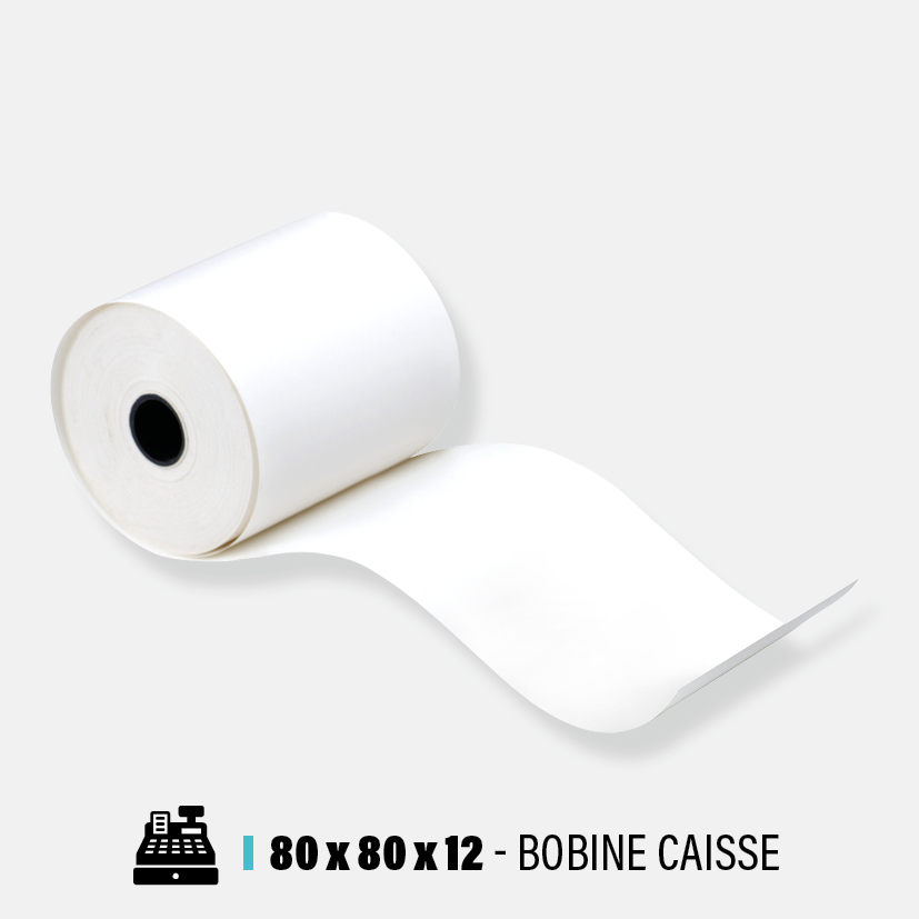 lot de 20 - Bobine Papier Thermique, 80 x 80 x 12 mm, rouleaux thermique  80x80x12 pour