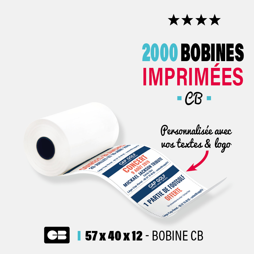 Bobine TPE 57 x 40mm libre thermique (lot de 50) sans bisphenol A